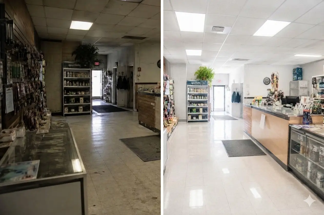 Before and after NanoMist360 disinfection